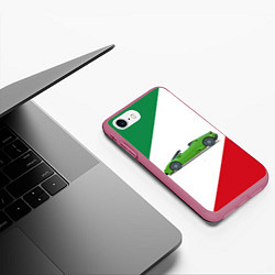 Чехол iPhone 7/8 матовый Lamborghini Италия, цвет: 3D-малиновый — фото 2