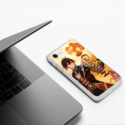 Чехол iPhone 7/8 матовый Геншин импакт: Чжун Ли, цвет: 3D-белый — фото 2