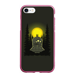 Чехол iPhone 7/8 матовый Шокированный пришелец в лесу, цвет: 3D-малиновый