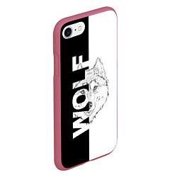 Чехол iPhone 7/8 матовый WOLF Волк, цвет: 3D-малиновый — фото 2