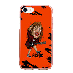 Чехол iPhone 7/8 матовый Шарж Ангус Янг ACDC