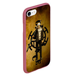 Чехол iPhone 7/8 матовый Трафальгар Ло One Piece c нодати, цвет: 3D-малиновый — фото 2