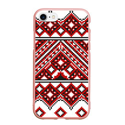 Чехол iPhone 7/8 матовый Русский узор, геометрическая вышивка