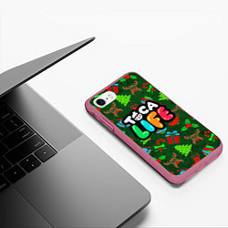 Чехол iPhone 7/8 матовый Toca Boca New Year, цвет: 3D-малиновый — фото 2