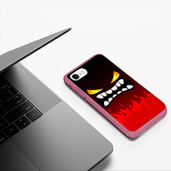 Чехол iPhone 7/8 матовый Geometry Dash: Anger Smile, цвет: 3D-малиновый — фото 2