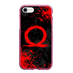 Чехол iPhone 7/8 матовый GOD OF WAR LOGO RED, БРЫЗГИ КРАСОК