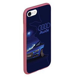 Чехол iPhone 7/8 матовый AUDI лого, цвет: 3D-малиновый — фото 2