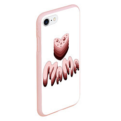Чехол iPhone 7/8 матовый Объемное розовое сердце с бусинами и объемной розо, цвет: 3D-светло-розовый — фото 2