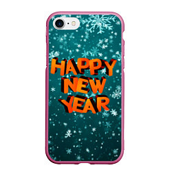 Чехол iPhone 7/8 матовый HAPPY NEW YEAR 2022 С НОВЫМ ГОДОМ, цвет: 3D-малиновый