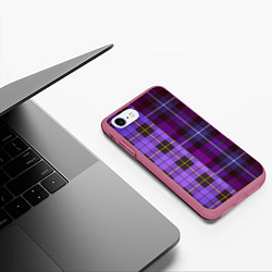 Чехол iPhone 7/8 матовый Purple Checkered, цвет: 3D-малиновый — фото 2