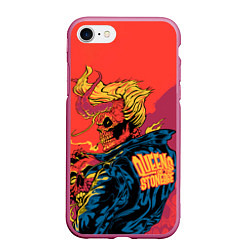 Чехол iPhone 7/8 матовый Queen of the stone age Devil, цвет: 3D-малиновый