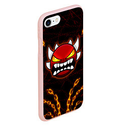 Чехол iPhone 7/8 матовый Geometry Dash: Fire Chains, цвет: 3D-светло-розовый — фото 2