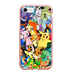 Чехол iPhone 7/8 матовый АНИМЕ, ПОКЕМОНЫ ВСЕ ПЕРСОНАЖИ POKEMON