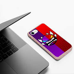 Чехол iPhone 7/8 матовый Geometry Dash: Violet x Red, цвет: 3D-светло-розовый — фото 2