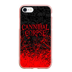 Чехол iPhone 7/8 матовый CANNIBAL CORPSE, БРЫЗГИ КРАСОК ЧЕРЕПА