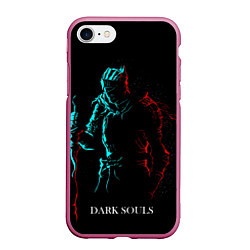 Чехол iPhone 7/8 матовый Dark Souls NEON Силуэт, цвет: 3D-малиновый