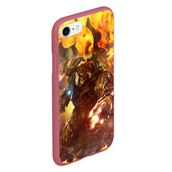 Чехол iPhone 7/8 матовый CYBER DEMON IN FIRE DOOM BOSS, цвет: 3D-малиновый — фото 2