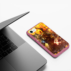 Чехол iPhone 7/8 матовый CYBER DEMON IN FIRE DOOM BOSS, цвет: 3D-малиновый — фото 2