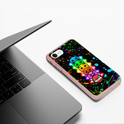 Чехол iPhone 7/8 матовый Geometry Dash: Splashes of Paint, цвет: 3D-светло-розовый — фото 2