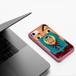 Чехол iPhone 7/8 матовый БУМАЖНЫЙ ДОМ ПОСТЕР, МАСКА ДАЛИ ЛОГО, цвет: 3D-малиновый — фото 2