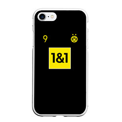 Чехол iPhone 7/8 матовый Haaland 9 - Borussia Dortmund, цвет: 3D-белый