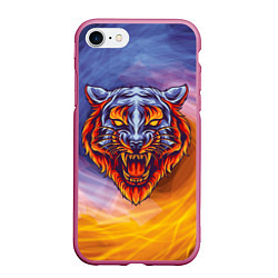 Чехол iPhone 7/8 матовый Тигр в водно-огненной стихии, цвет: 3D-малиновый