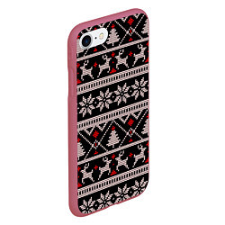 Чехол iPhone 7/8 матовый DEER SWEATER СВИТЕР С ОЛЕНЯМИ, цвет: 3D-малиновый — фото 2