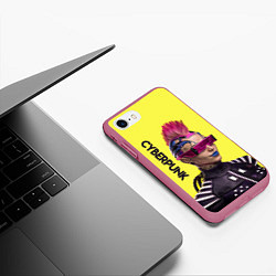 Чехол iPhone 7/8 матовый Cyberpunk Панк, цвет: 3D-малиновый — фото 2