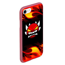 Чехол iPhone 7/8 матовый Geometry Dash Fire, цвет: 3D-малиновый — фото 2