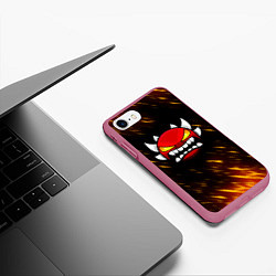 Чехол iPhone 7/8 матовый Geometry Dash - Неоновые штрихи, цвет: 3D-малиновый — фото 2