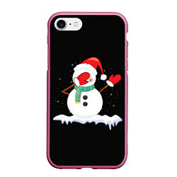 Чехол iPhone 7/8 матовый Cartoon Dab Snowman, цвет: 3D-малиновый