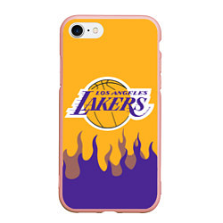 Чехол iPhone 7/8 матовый LA LAKERS NBA FIRE ЛЕЙКЕРС ОГОНЬ