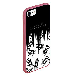 Чехол iPhone 7/8 матовый Death Stranding Отпечаток ладони, цвет: 3D-малиновый — фото 2