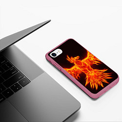 Чехол iPhone 7/8 матовый ОГНЕННЫЙ ФЕНИКС FIRE PHOENIX, цвет: 3D-малиновый — фото 2