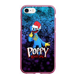 Чехол iPhone 7/8 матовый POPPY PLAYTIME ПОППИ ПЛЕЙТАЙМ НОВЫЙ ГОД, цвет: 3D-малиновый