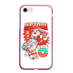 Чехол iPhone 7/8 матовый Котятки Сенку и Цукаса Dr Stone, цвет: 3D-малиновый
