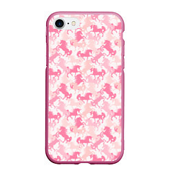 Чехол iPhone 7/8 матовый Розовые Единороги, цвет: 3D-малиновый