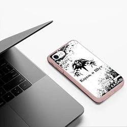 Чехол iPhone 7/8 матовый КОРОЛЬ И ШУТ ЧЁРНО БЕЛЫЙ, цвет: 3D-светло-розовый — фото 2