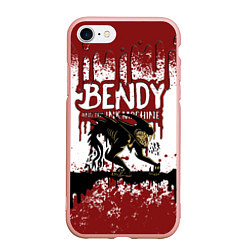 Чехол iPhone 7/8 матовый BLOOD BLACK AND WHITE BENDY AND THE INK MACHINE, цвет: 3D-светло-розовый
