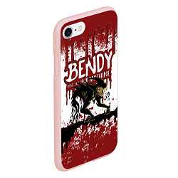 Чехол iPhone 7/8 матовый BLOOD BLACK AND WHITE BENDY AND THE INK MACHINE, цвет: 3D-светло-розовый — фото 2