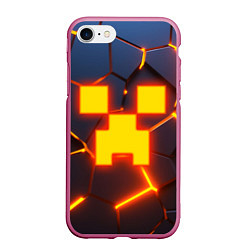 Чехол iPhone 7/8 матовый ОГНЕННЫЙ КРИПЕР 3D ПЛИТЫ FIRE CREEPER