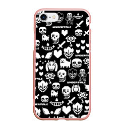 Чехол iPhone 7/8 матовый UNDERTALE PATTERN БЕЛЫЙ