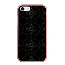 Чехол iPhone 7/8 матовый Цветочный орнамент белый на черном