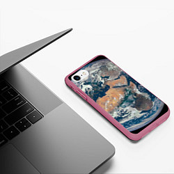Чехол iPhone 7/8 матовый Третья планета от Солнца Земля, цвет: 3D-малиновый — фото 2