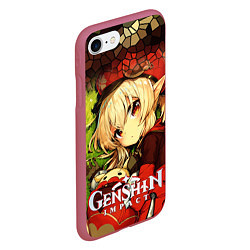 Чехол iPhone 7/8 матовый Кли - искорка из Genshin Impact, цвет: 3D-малиновый — фото 2