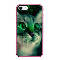 Чехол iPhone 7/8 матовый Cat in The Digital World, цвет: 3D-малиновый