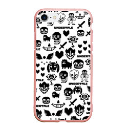 Чехол iPhone 7/8 матовый UNDERTALE WHITE PATTERN, цвет: 3D-светло-розовый