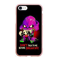 Чехол iPhone 7/8 матовый DONT TALK TO ME BEFORE BREAKFAST - Evangelion, цвет: 3D-светло-розовый