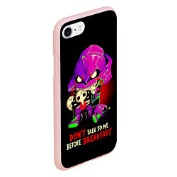 Чехол iPhone 7/8 матовый DONT TALK TO ME BEFORE BREAKFAST - Evangelion, цвет: 3D-светло-розовый — фото 2