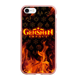 Чехол iPhone 7/8 матовый GENSHIN IMPACT FIRE SYMBOL ОГНЕННАЯ СТИХИЯ